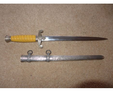 A GERMAN ARMY DAGGER, THE 25CM BLADE MARKED A.W.B., GRIP ENGRAVED FRITZ MULLER, EAGLE AND SWASTIKA 