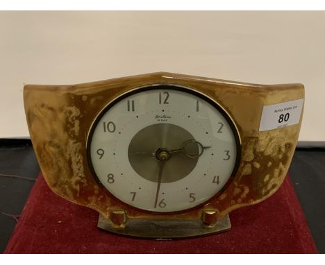 A BENTIMA 8 DAY SHELL FRONT MANTEL CLOCK 