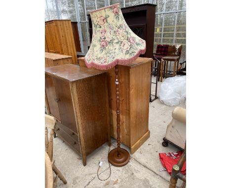 A MODERN STANDARD LAMP COMPLETE WITH FLORAL SHADE 