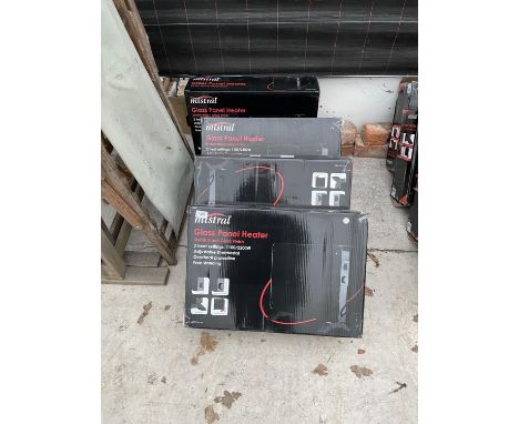 FOUR BOXED MISTRAL GLASS PANEL HEATERS 
