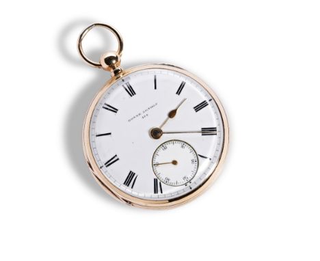 AN 18CT GOLD FREE SPRUNG ENGLISH LEVER WATCH &nbsp; the white enamel dial and full plate movement signed Donne, London, 474, 
