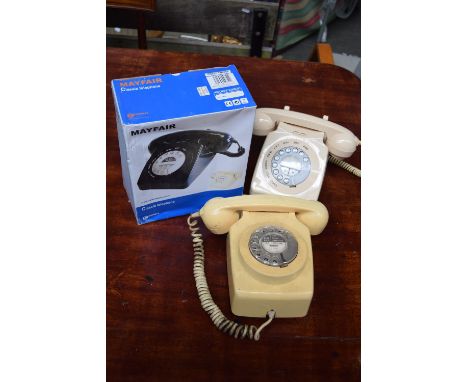 Three vintage telephones