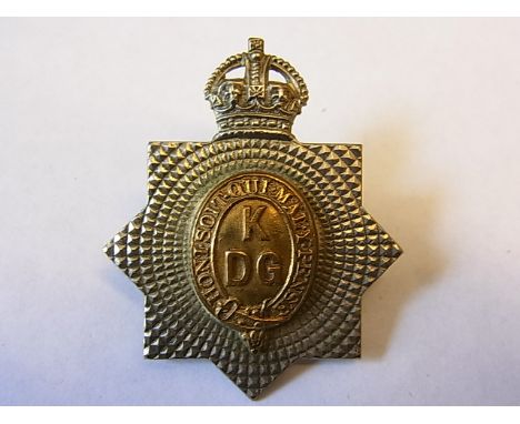 1st King's Dragoon Guards WWII cap badge, KC (Bi-metal, slider) K&K: 735