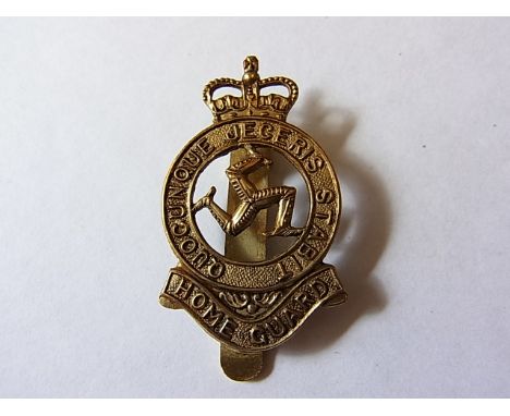 Isle of Man home Guard Regiment cap badge (White-metal, slider) QC, K&K: 2429