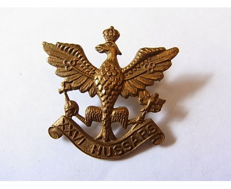 26th Hussars WWII Cap Badge (Brass, lugs) K&K: 1916