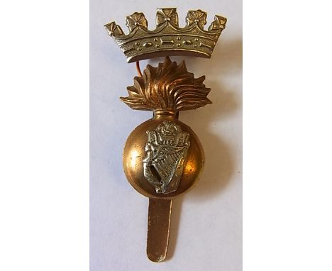 Princess Victoria's (Royal Irish Fusiliers) Slouch/ Forage-cap badge (Two piece construction) With Coronet (Bi-metal, lugs an