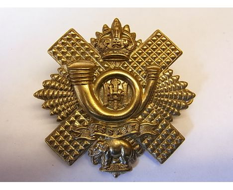The Highland Light Infantry cap badge, KC (White-Metal, Lugs)  K&K 275