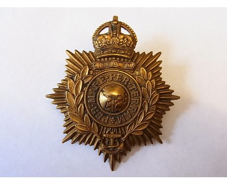 Royal Marines Light Infantry Helmet plate, Other Ranks variant with no enamel backing, KC (Gilding-metal, lugs) K&K: 1099 Sca