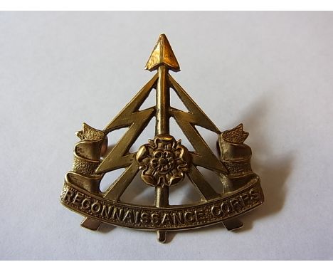 Reconnaissance Corps WWII cap badge with White Rose of York in the centre  (White-metal, lugs) K&K: 1926. 