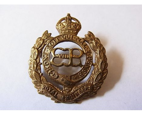 The Corps of Royal Engineers cap badge with King Edward VIII Cypher, KC (Gilding-metal, lugs) K&K: 1939