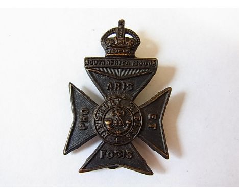 11th County of London Battalion (Finsbury Rifles) cap badge, KC (Blackened-brass, slider) Non voided centre, K&K: 1834