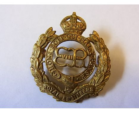 The Corps of Royal Engineers cap badge with King Edward VIII Cypher, KC (Gilding-metal, lugs) K&K: 1939