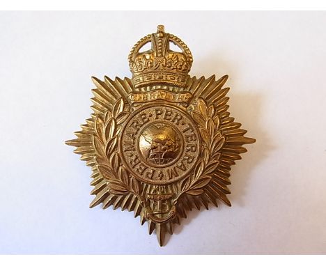 The Royal Marines Bands Plymouth Division Helmet Plate, KC (Brass, lugs) K&K: 1100