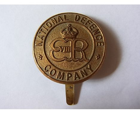 National Defence Company WWII cap badge (Gilding-metal, slider) K&K: 2161