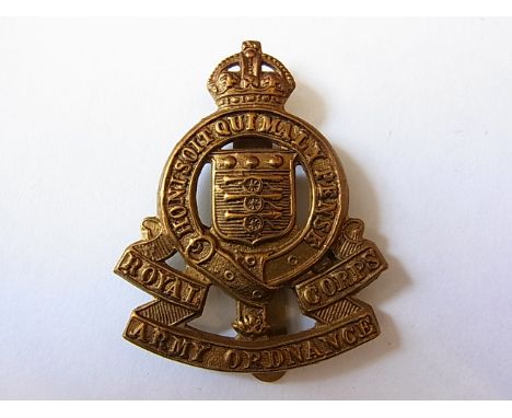 Royal Army Ordnance Corps Other Ranks Forage cap badge c. 1920 (Brass, slider) K&K: 1025