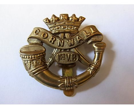 Duke of Cornwall's Light Infantry (1st Volunteer Battalion) WWI Cap Badge (White-Metal, slider) scarce