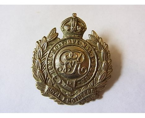 Royal Engineers WWI Officers Forage-cap badge  (White-metal, lugs) K&K: 853
