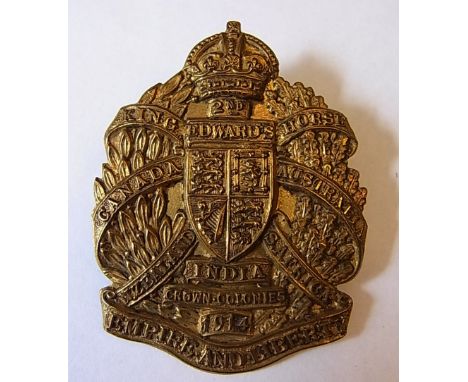 2nd King Edward's Horse WWI Cap badge (Brass, lugs) KC, K&amp;K: 1134