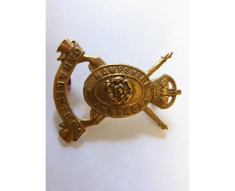 The Hampshire Carabineers Yeomanry WWI Cap badge (Gilding-metal, lugs) K&K: 1440