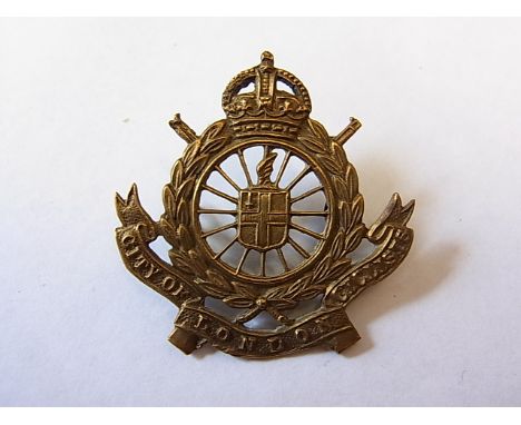 1st/2nd London Divisional Cyclist Company WWI Cap badge (Gilding-metal, lugs) brass example worn only February to May 1916. K