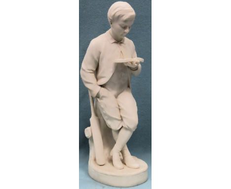 Copeland unglazed parianware figure by C Halse "Young England" 42cm H Reasonable used condition, slight chips to base, crack 