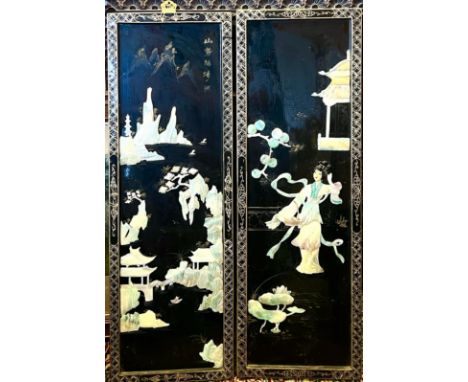 PAIR OF MOTHER OF PEARL FRAMED PANELS

 