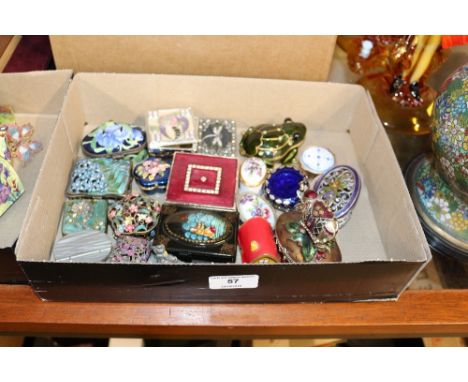 A tray of various decorative trinket boxes 