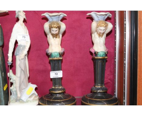 A pair of Royal Worcester porcelain figural candlesticks AF