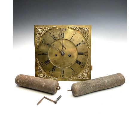 Thomas Martin Dublin, An eight-day longcase clock movement, circa 1780, 34cm square, with pendulum, key and weights.