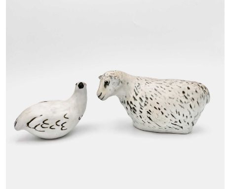 Henrik ALLERT (Swedish, b. 1937)Two pottery sculptures - sheep and birdInscribed marks to bases Heights 9.5cm and 7.5cm(2)The