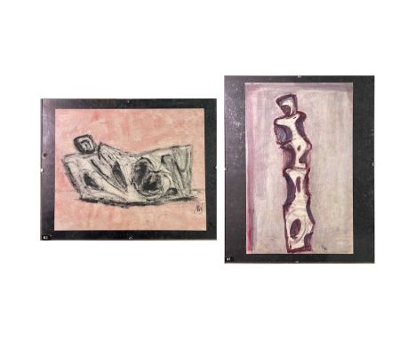 June Barrington-Ward 1922-2002Two abstract figure studiesmixed media on paper27x17cm, 17x21cmProvenance: From the Estates of 