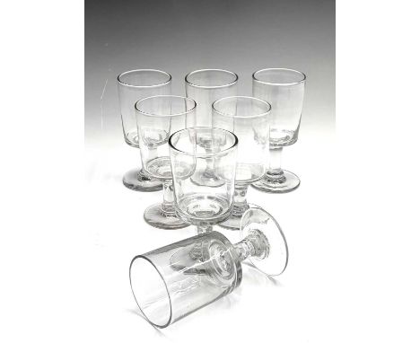 A set of seven Victorian glass rummers, with plain bowls, height 14.5cm.Provenance:Alan Bennett (1930-2021) was an enormously