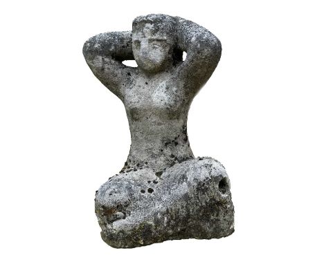 A reconstituted stone seated female form. height 46cmProvenance: From the Estates of June Barrington Ward & Maggie Cameron Fr