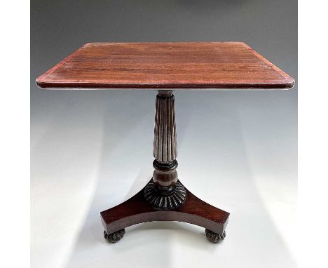 A Regency style mahogany occasional table, the base formerly from a pole screen, height 50cm, width 45cm, depth 38cm.Alan Ben