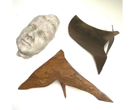 June Barrington-WardBronze formBronze sculpture(lacks base)H:27cmTogether with one other wooden sculpture, a plaster mask and