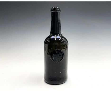 Plymouth Dock, A rare George III sealed wine bottle, olive green, with kick-in base and slightly writhen neck, the seal dated