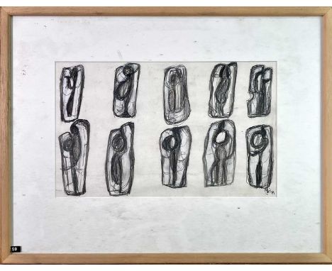 June Barrington-WardSculptural Form StudyPencil & Crayon on paperInitialled & dated '7116.5x28cmProvenance: From the Estates 