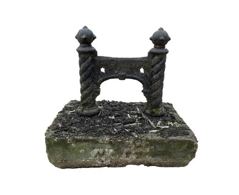 Victorian cast iron gothic design boot scraper, height 32cm.Provenance: From the Estates of June Barrington Ward & Maggie Cam