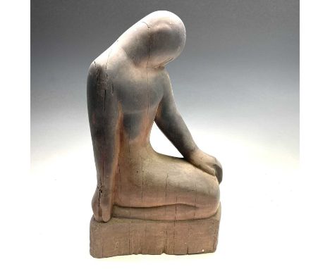 June Barrington-WardKneeling figureCarved wood sculptureH: 45cmProvenance: From the Estates of June Barrington Ward & Maggie 