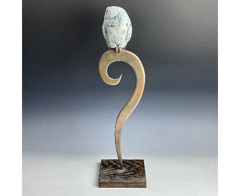 David COOKE (1970)Ceramic owl and bronze sculptureInitialled to baseCondition report: Height 62.5cm, no condition issues.