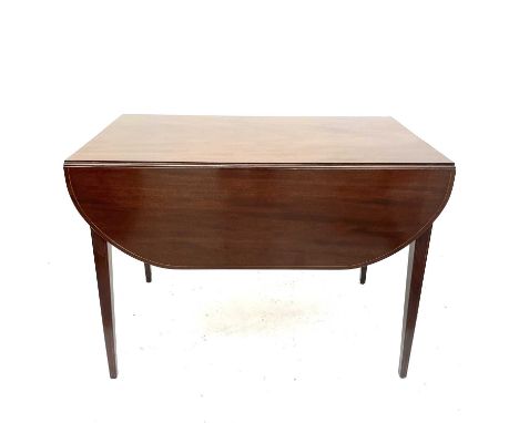 A 19th century mahogany inlaid Pembroke table with single fitted end drawer raised on tapering square legs, height 72cm width