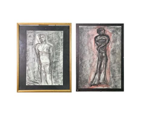 June Barrington-Ward 1922-2002Two abstract figure studiesMixed media on paper29.5x19.5cm & 27x18.5cmProvenance: From the Esta