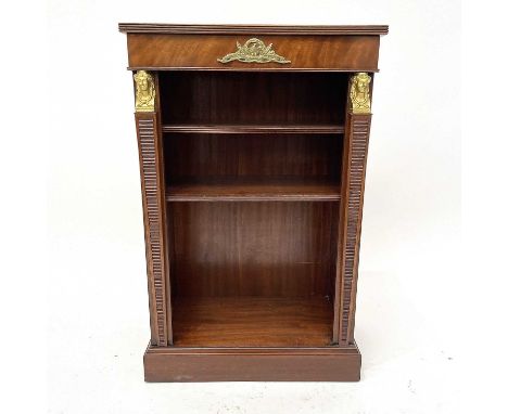 A Regency style mahogany and crossbanded small open bookcase, 20th century, with brass mounts, height 81cm, width 52cm, depth