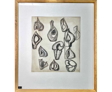 June Barrington-WardSculptural forms studyPencil & crayon on paperInitialled and dated '7922.5x20cmProvenance: From the Estat