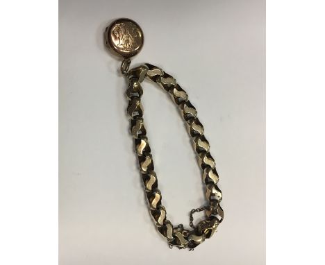 VICTORIAN CHAIN BRACELET
with locket attached, unmarked