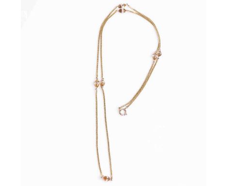 BEADED CHAIN NECKLACE
the chain interspersed with orange and colourless crystal beads, unmarked, 46cm long