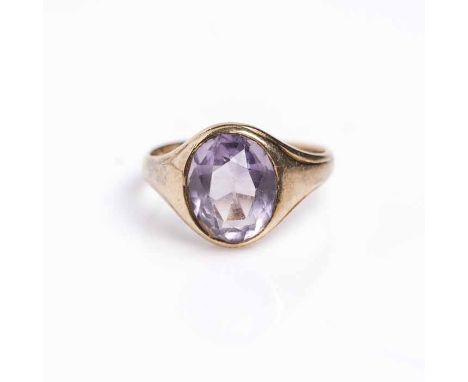 VICTORIAN AMETHYST DRESS RING
the large faceted oval amethyst measuring approximately 11.17mm x 8.56mm, hallmarked eighteen c