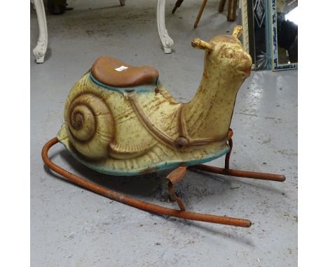 A Vintage MOBO metal child's rocking snail 