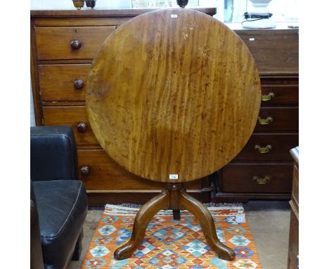 19th century mahogany tilt-top table on tripod base, W77cm, H70cm 
