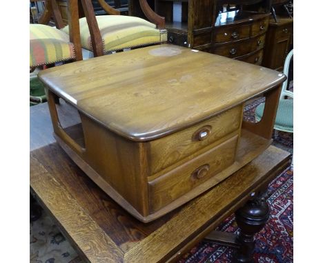 An Ercol Windsor Pandora 735 coffee table, with 2 drawers, W77cm, H40cm 